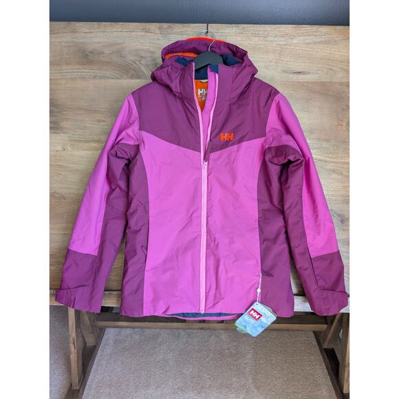 Helly Hansen JR Divine Jacket Girls 16 Pink Purple Snowwear Hooded Full Zip NWT - Picture 1 of 5